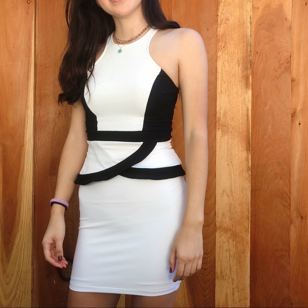 Bebe Black and White Bodycon Dress
